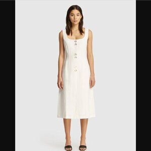 Friend of Audrey Linen Blend Midi Dress White Sz. 10